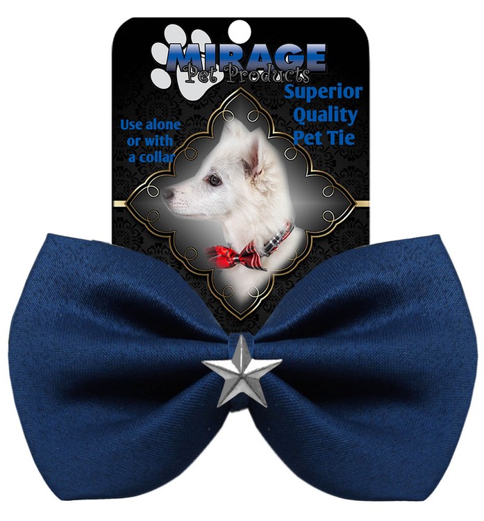 Silver Star Widget Pet Bowtie Navy Blue